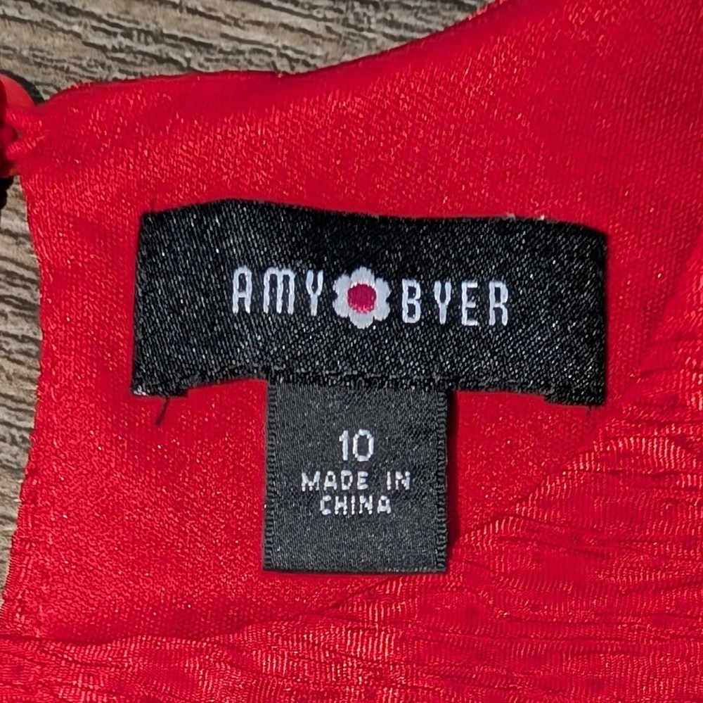 Amy Byer Red Girls Dress w/ Glittering Waistband - Sz 10 - Picture 4 of 8